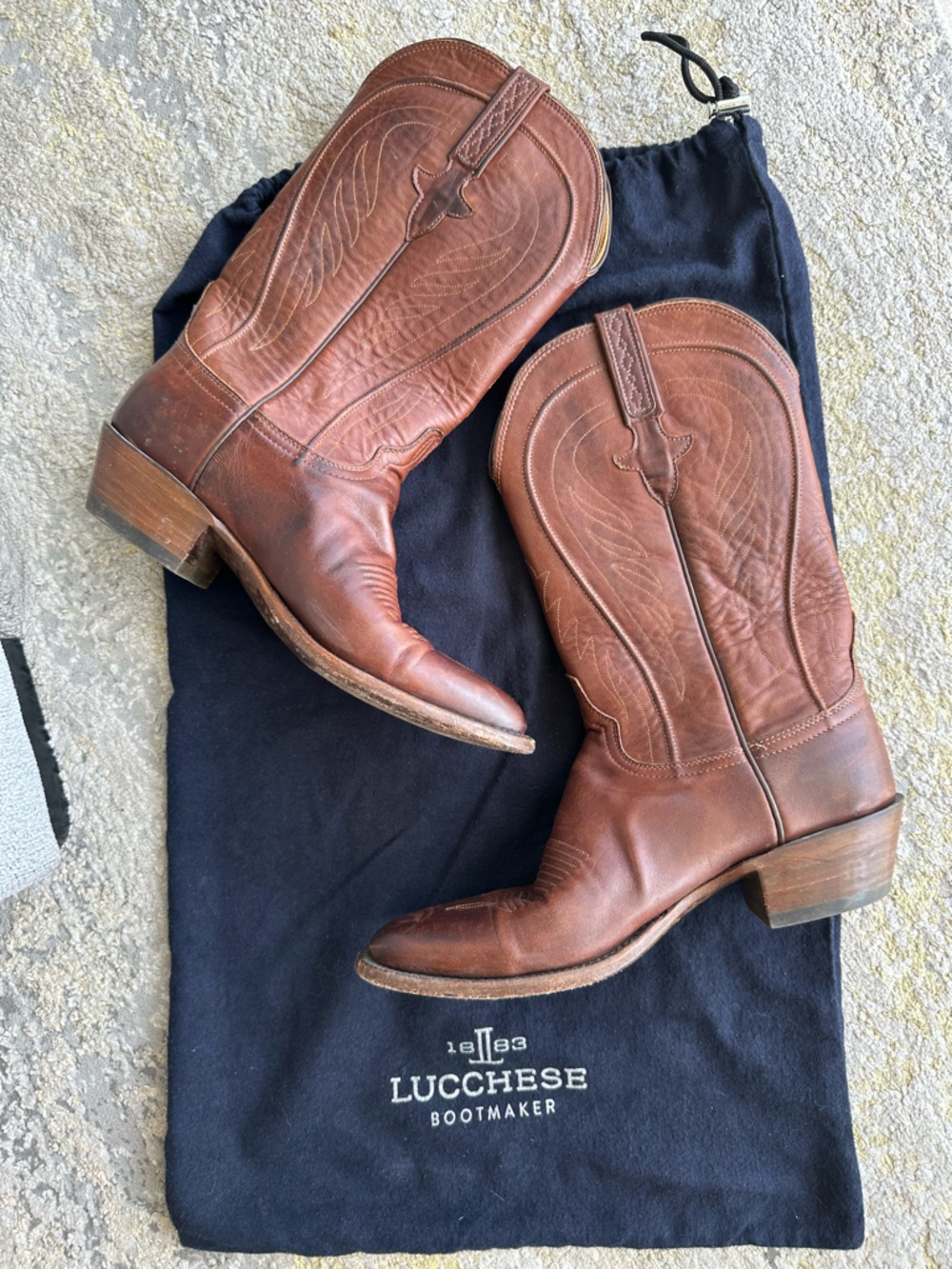 Lucchese USA Handmade Cowboy Boots Brown Leather Snip Toe Western Women’s 10